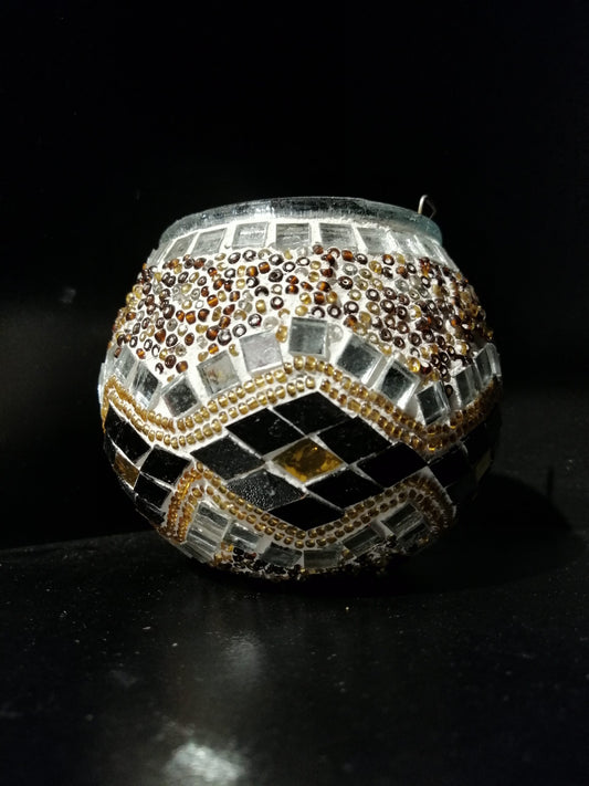 Portavelas diseño rombo amarillo