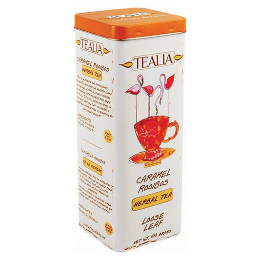 Lata con Infusión herbal Caramel Rooibos 100 gramos de infusión en hoja