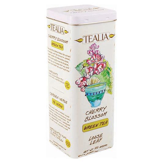 Lata con té verde floral Cherry Blossom 100 gramos de té en hoja