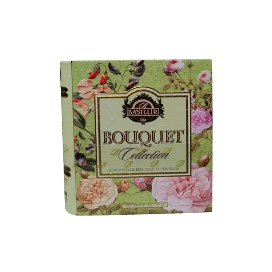 Libro de lata con té verde surtido Bouquet 32 bolsitas