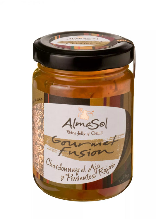 Jalea de Vino Chardonnay con Ajo y Pimientos Rojos