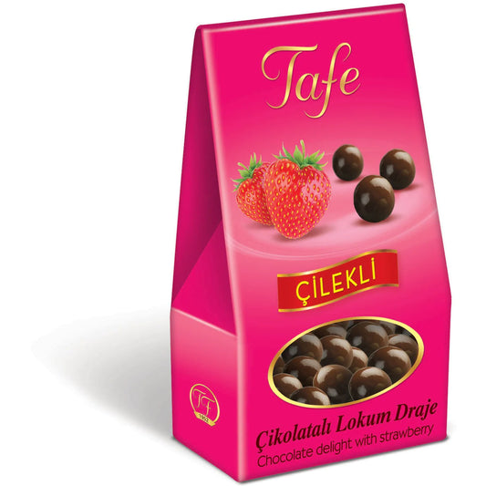 Delicia turca de frutilla bañada en chocolate 60 gramos – Tafe