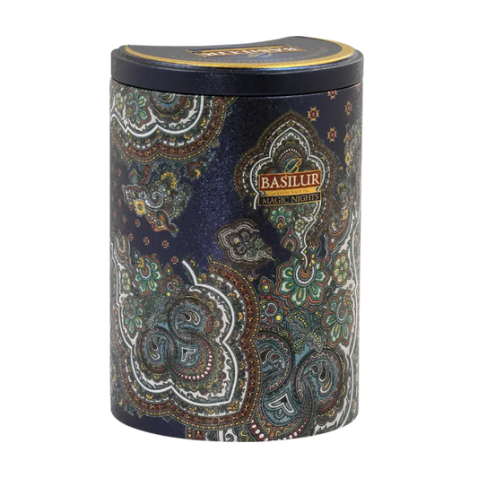 Lata con té negro frutal Linea Orient, Magic Nights 100 gramos de té en hoja