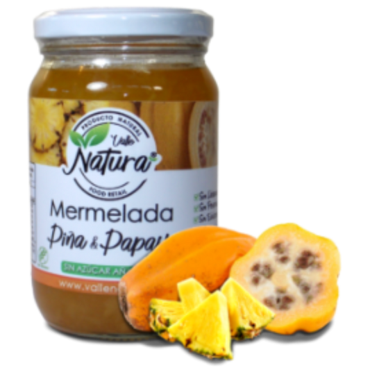 Mermelada de Piña y papaya sin azúcar 370 gramos en frasco