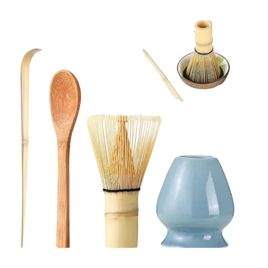 Set de batidor de matcha con soporte y cucharas de bambú