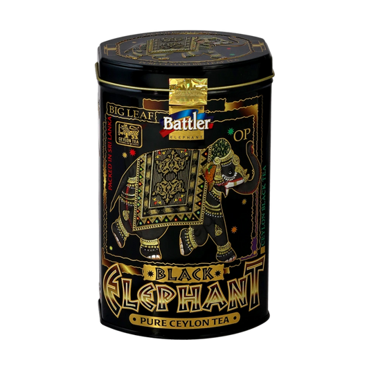 Lata Black Elephant con 100 gramos de té negro OP en hoja