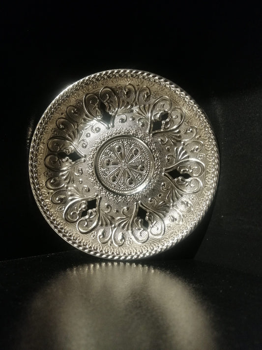 Taza individual para café turco, Blanco y plateado