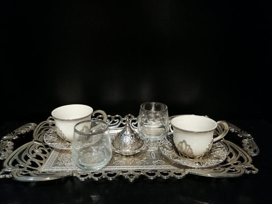 Juego 8 piezas para té/café turco Plateado