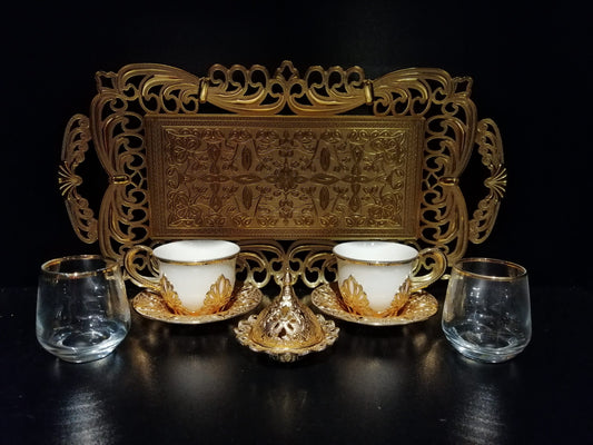 Juego 8 piezas para té y café turco Dorado