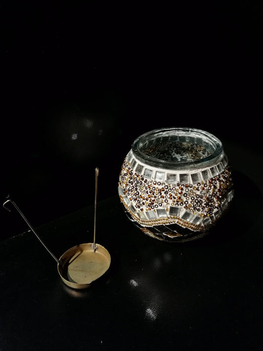 Portavelas diseño rombo amarillo