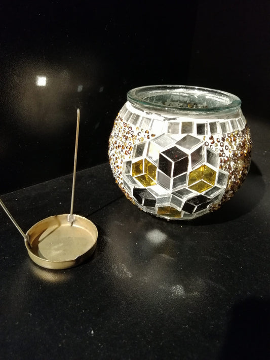 Portavelas diseño estrella amarilla