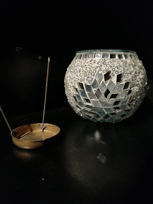 Portavelas diseño estrella blanca