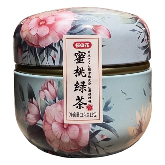 Lata Floral Té verde Durazno