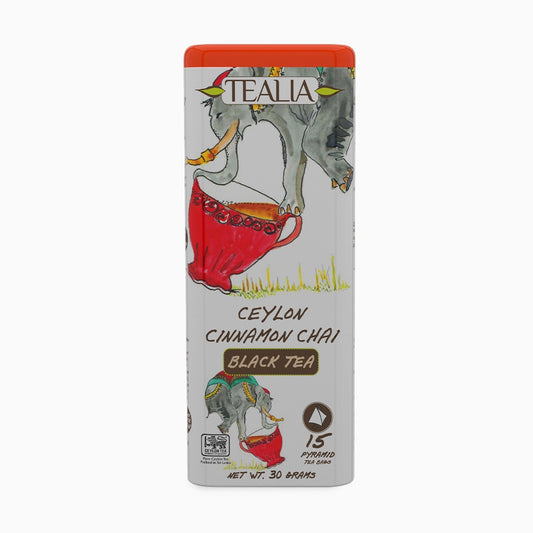 Lata Pyramid Tea Bag Ceylon Cinnamon Chai de Té negro chai en 15 bolsas de piramides