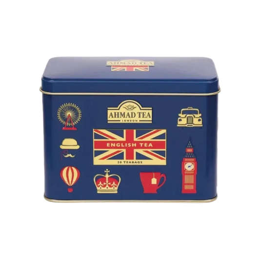Lata azul inglesa con té negro Earl Grey 20 bolsitas
