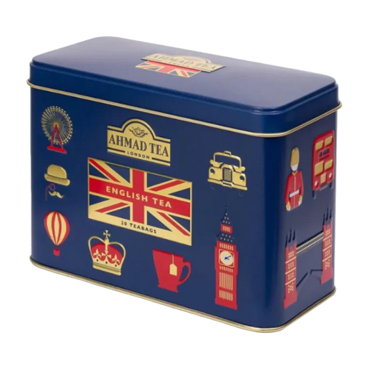 Lata azul inglesa con té negro Earl Grey 20 bolsitas