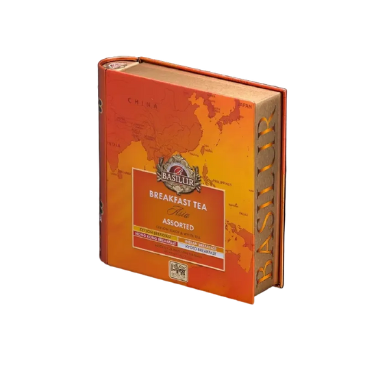Libro de lata con té clásicos surtido Asia Breakfast 32 bolsitas