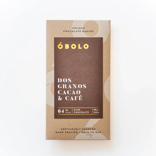 Chocolate en barra sabor dos granos, cacao y café 80 gramos