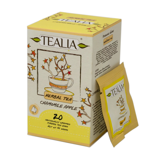 Pyramid Tea Bag Chamomile Apple de infusion de manzanilla y manzana en 20 piramides individuales