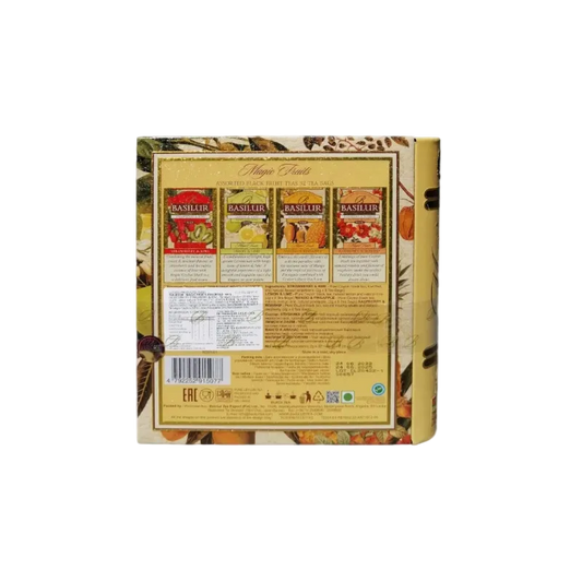 Libro de lata con té negro y frutas surtido Magic Fruit 32 bolsitas