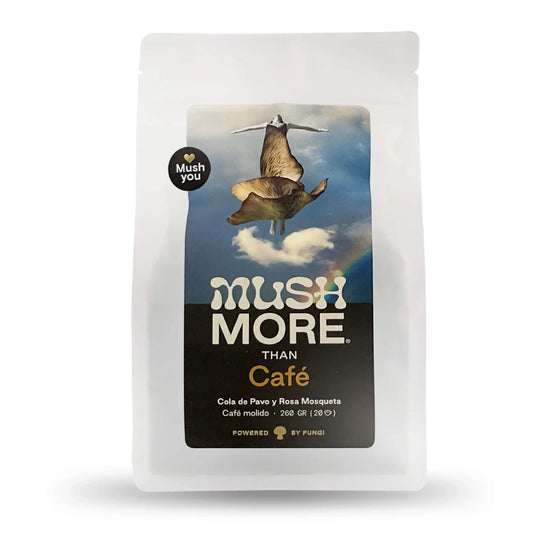 Café molido con hongo Cola de Pavo y Rosa Mosqueta
