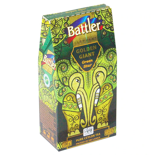 Caja con Té verde tradicional GG Green Star 100 gramos de té en hoja
