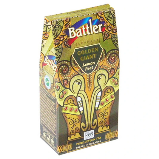 Caja con té negro y sabor GG Lemon Peel 100 gramos de té en hoja