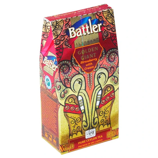 Caja con Té negro y sabor GG Strawberry Cream 100 gramos de té en hoja