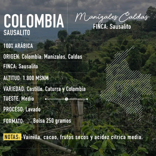 Drip de café Colombia Lavado Sausalito 10 Bolsas