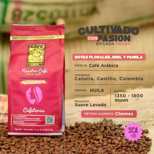Café de grano Colombia Lavado Mujeres 340 gramos