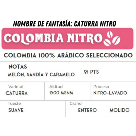 Café molido Colombia Nitro Lavado Caturra Nitro 250 gramos