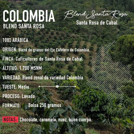 Café en grano Colombia Lavado Santa Rosa 250 gramos