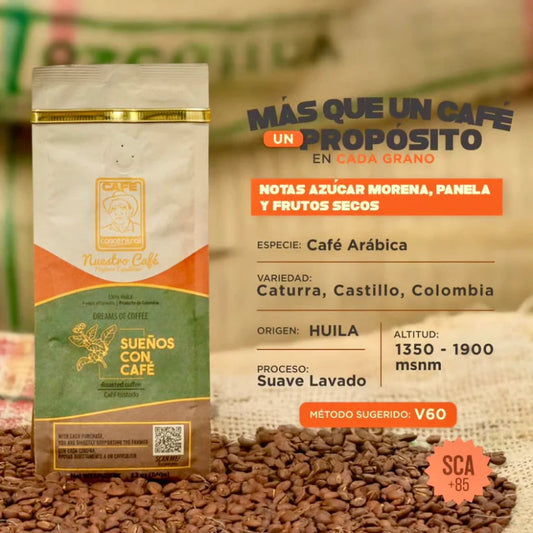 Café molido Colombia Lavado Sueños con Café 340 gramos