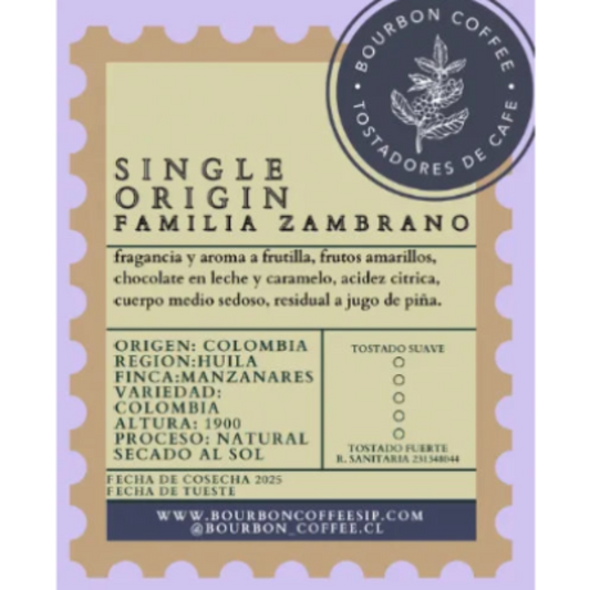 Café molido Colombia Natural Familia Zambrano 250 gramos