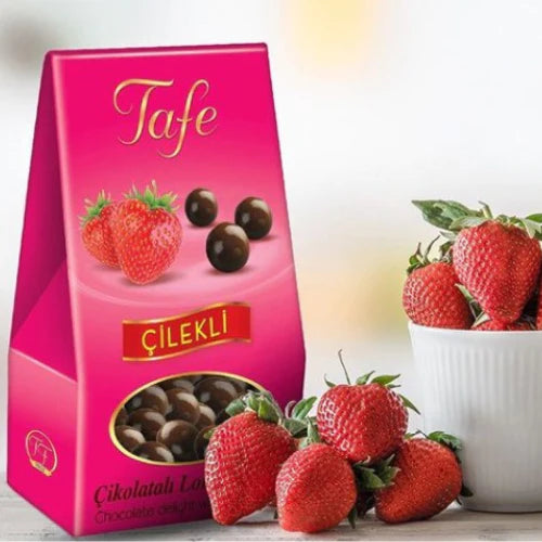 Delicia turca de frutilla bañada en chocolate 60 gramos – Tafe