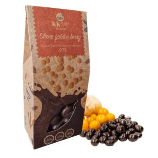 Caja con grageas de golden berrys bañados en chocolate 100 gramos