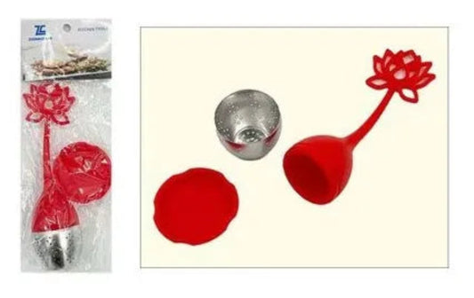 Infusor de silicona y aluminio con detalle de flor de loto, para hacer infusiones