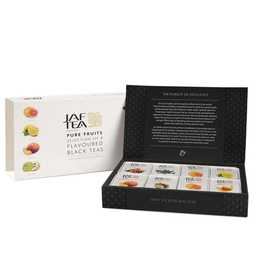 Caja con té negros frutales Pure fruits 80 bolsitas