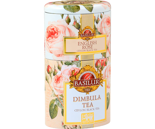 Lata doble té negro Dimbula y té negro con rosas 100 gramos – Basilur