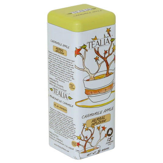 Lata de Infusión herbal Chamomille apple 15 bolsas de pirámides
