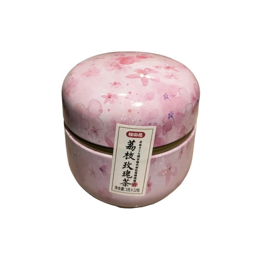 Lata Floral con té rojo, Leechi y Rosas 12 bolsas de pirámide