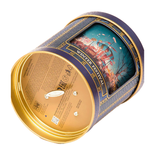 Lata musical con té negro y sabor Winter festival 75 gramos de té en hoja