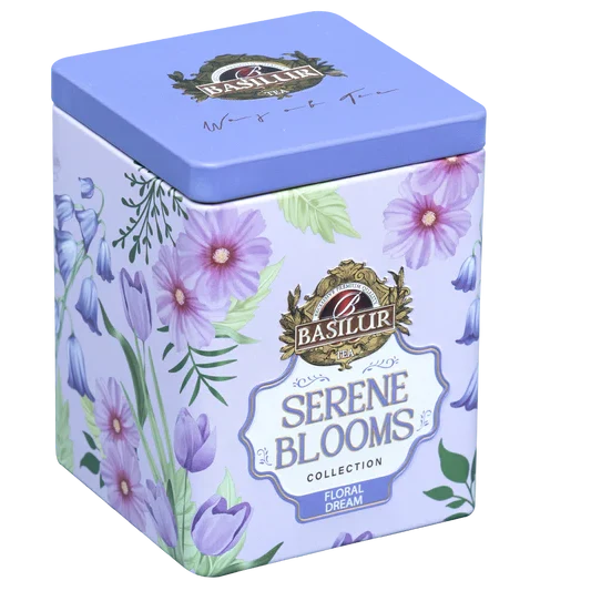 Lata Serene Blooms Floral Dream con té negro saborizado 75 gramos de té en hoja