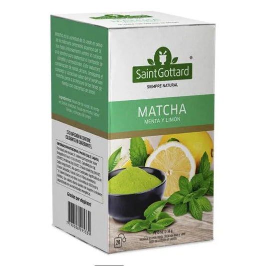 Té matcha sabor menta y limón 20 bolsitas