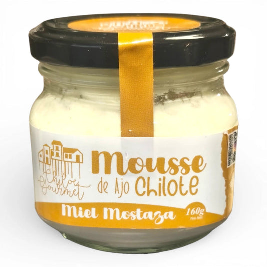 Mousse de ajo chilote, miel y mostaza 160 gramos en frasco
