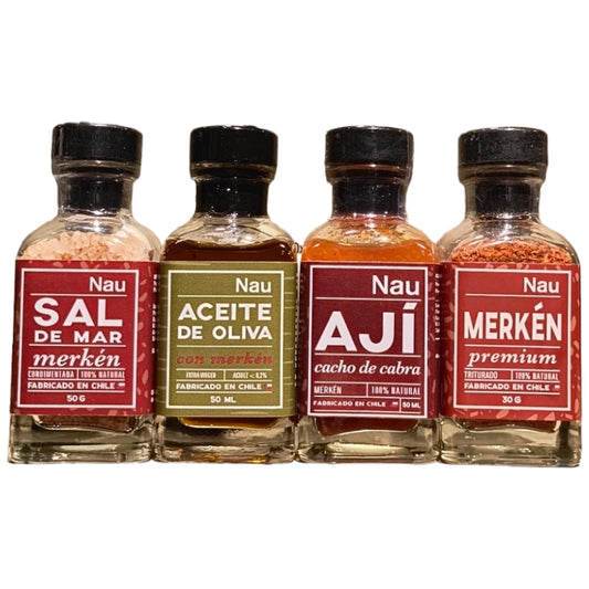 Pack de 4 botellas surtidas Merkén de Chile 200 gramos