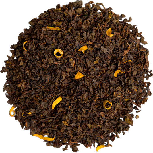 Cilindro con Té negro floral y citrico Sweet Orchard Orange & Blossom 75 gramos de té en hoja