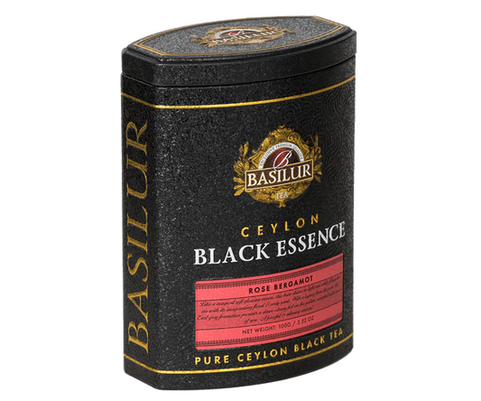 Lata de té negro Black Essence rosa y bergamota 100 gramos - Basilur