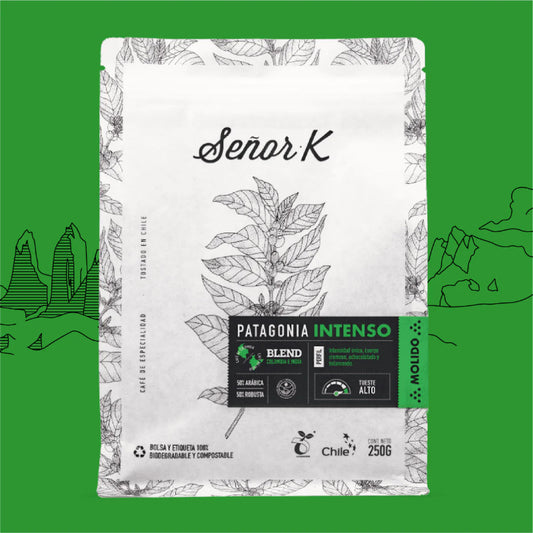 Café en grano Blend India Colombia Lavado Natural Patagonia Intenso 250 gramos