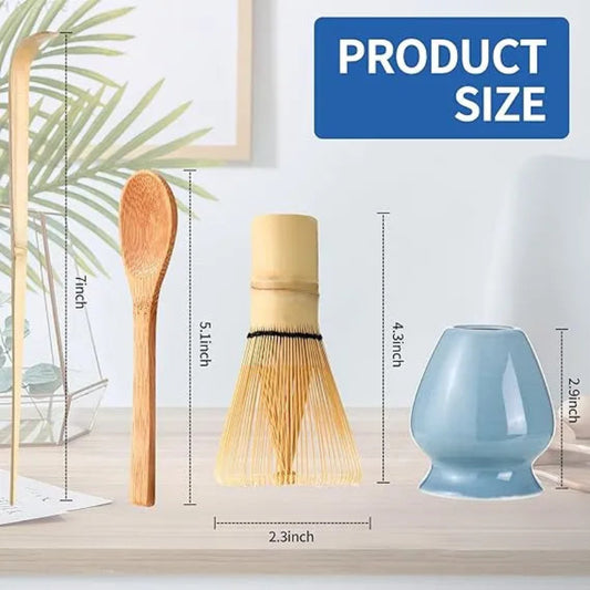 Set de batidor de matcha con soporte y cucharas de bambú